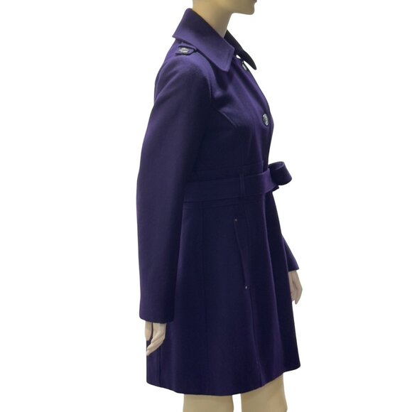 Kenneth Cole Women's Wool Blend Purple Belted OverCoat Size 10 - Picture 5 of 16